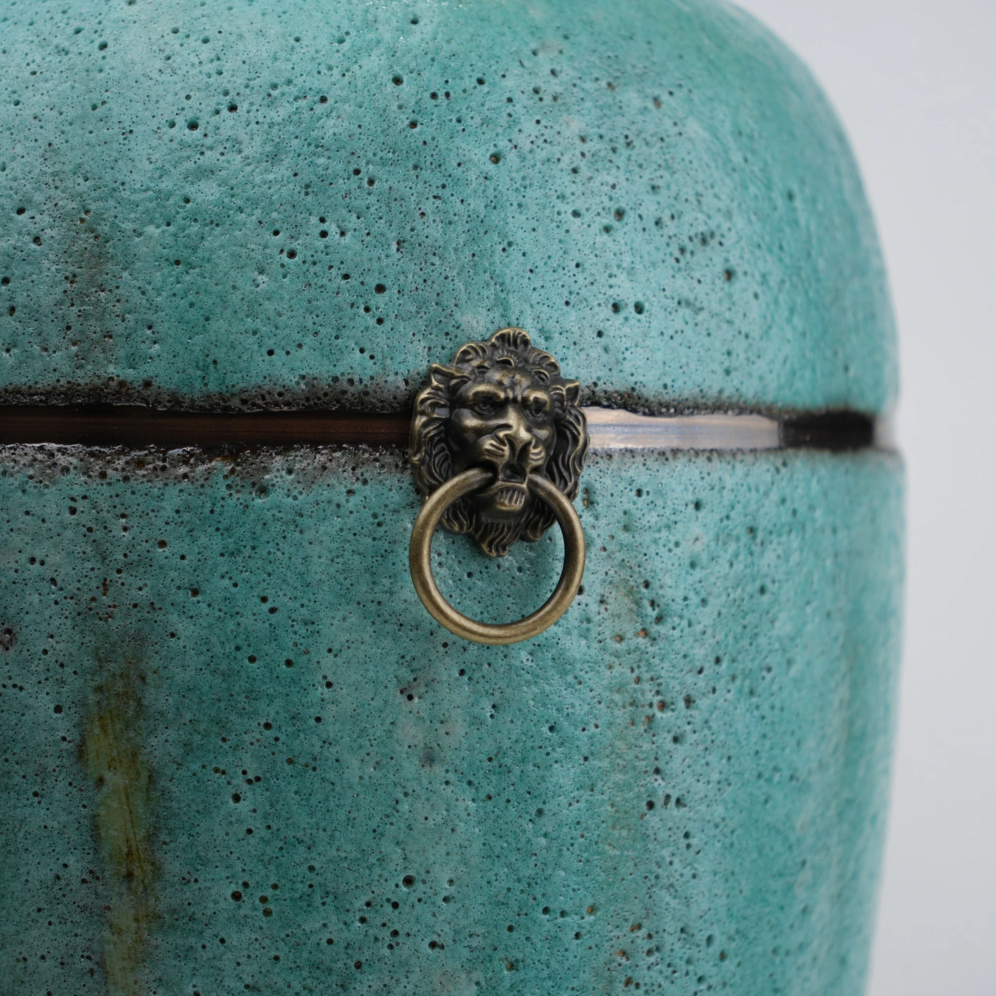 turquoise patina ceramic jar vase