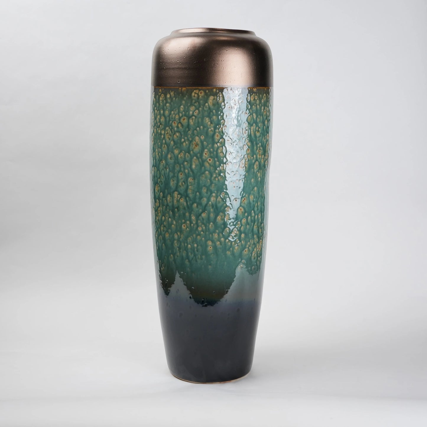 teal green tall ceramic decorative vase for living room
