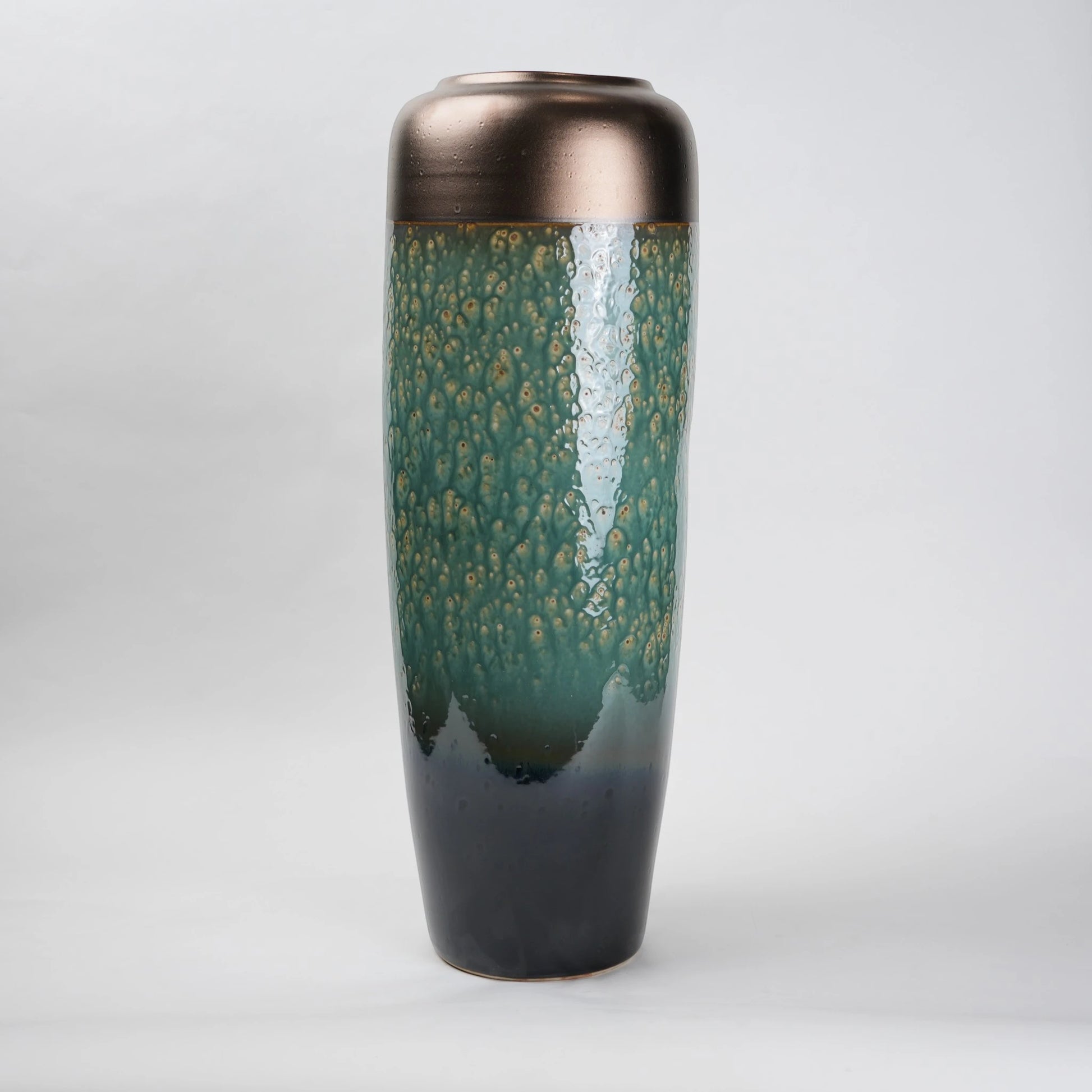 teal green tall ceramic decorative vase for living room