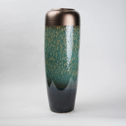 teal green tall ceramic decorative vase for living room