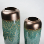 teal green tall ceramic decorative vase for living room