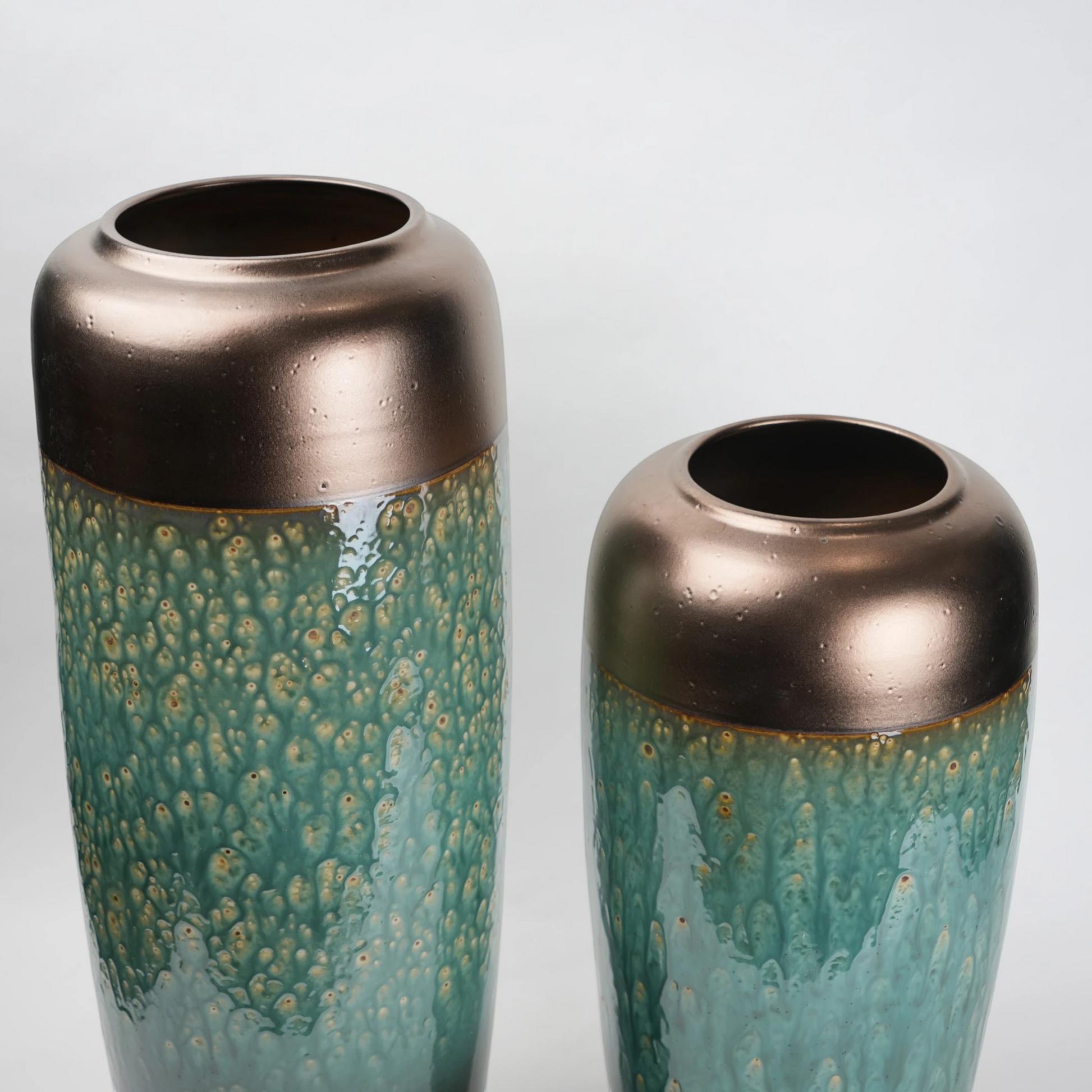 teal green tall ceramic decorative vase for living room