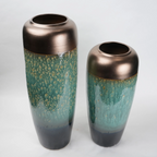 teal green tall ceramic decorative vase for living room