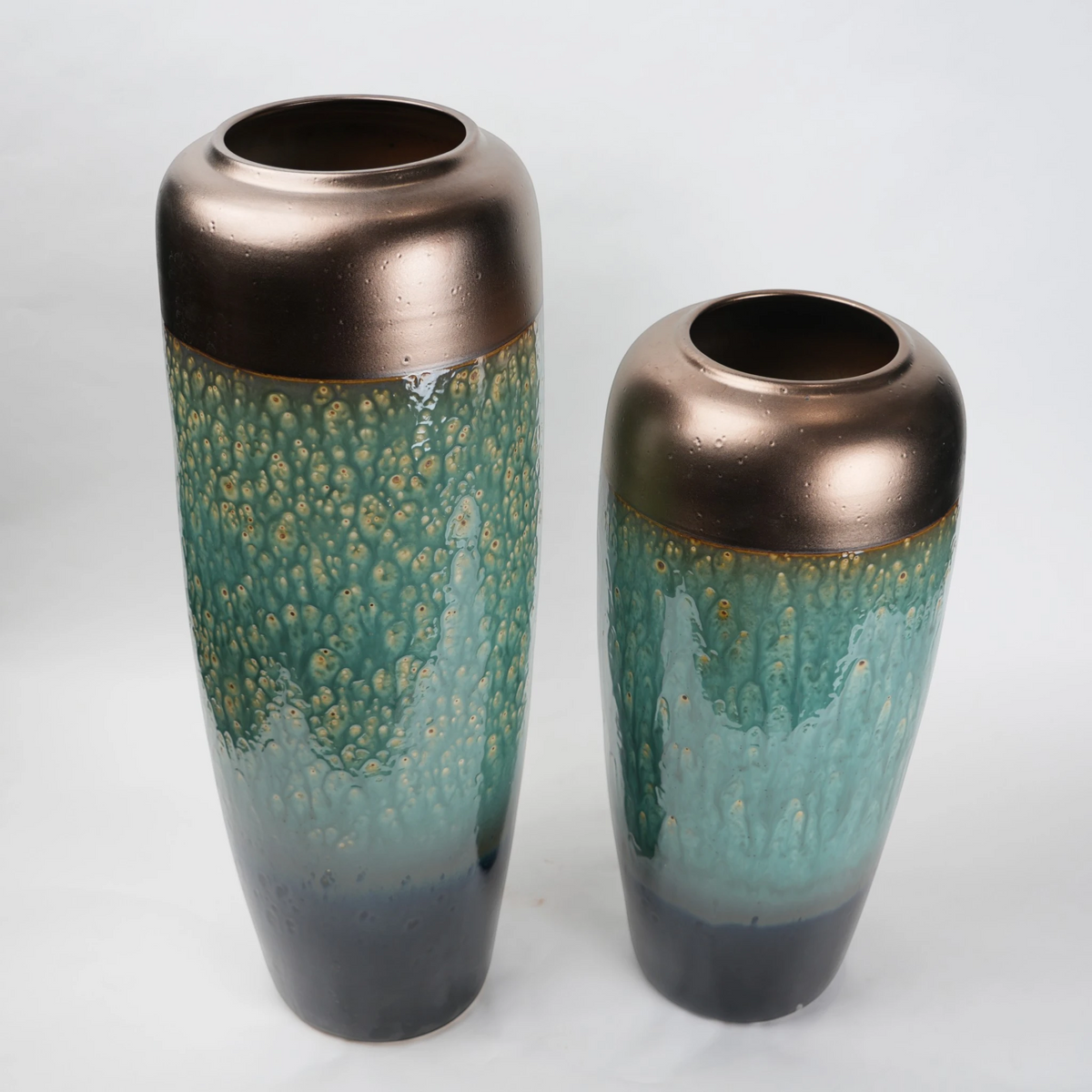 teal green tall ceramic decorative vase for living room
