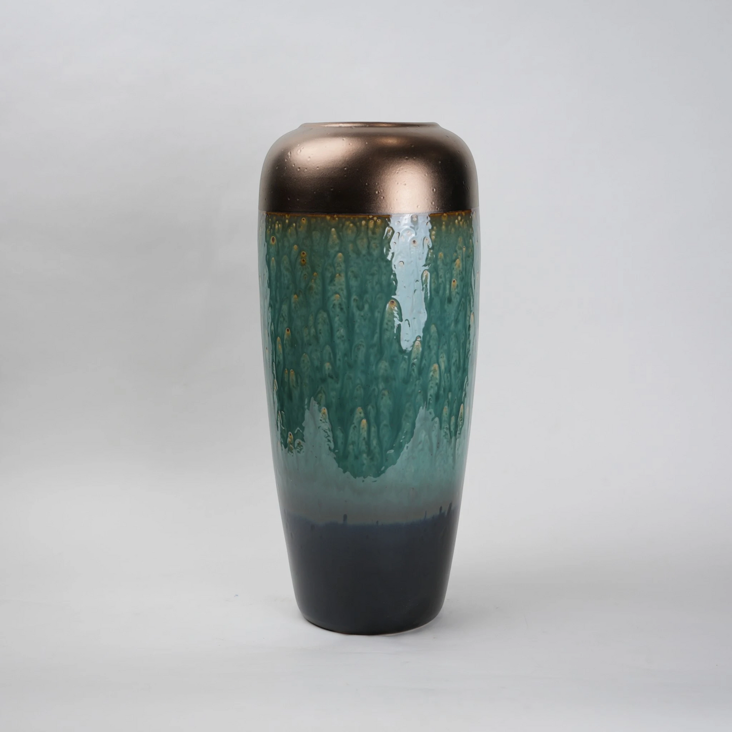 teal green tall ceramic decorative vase for living room