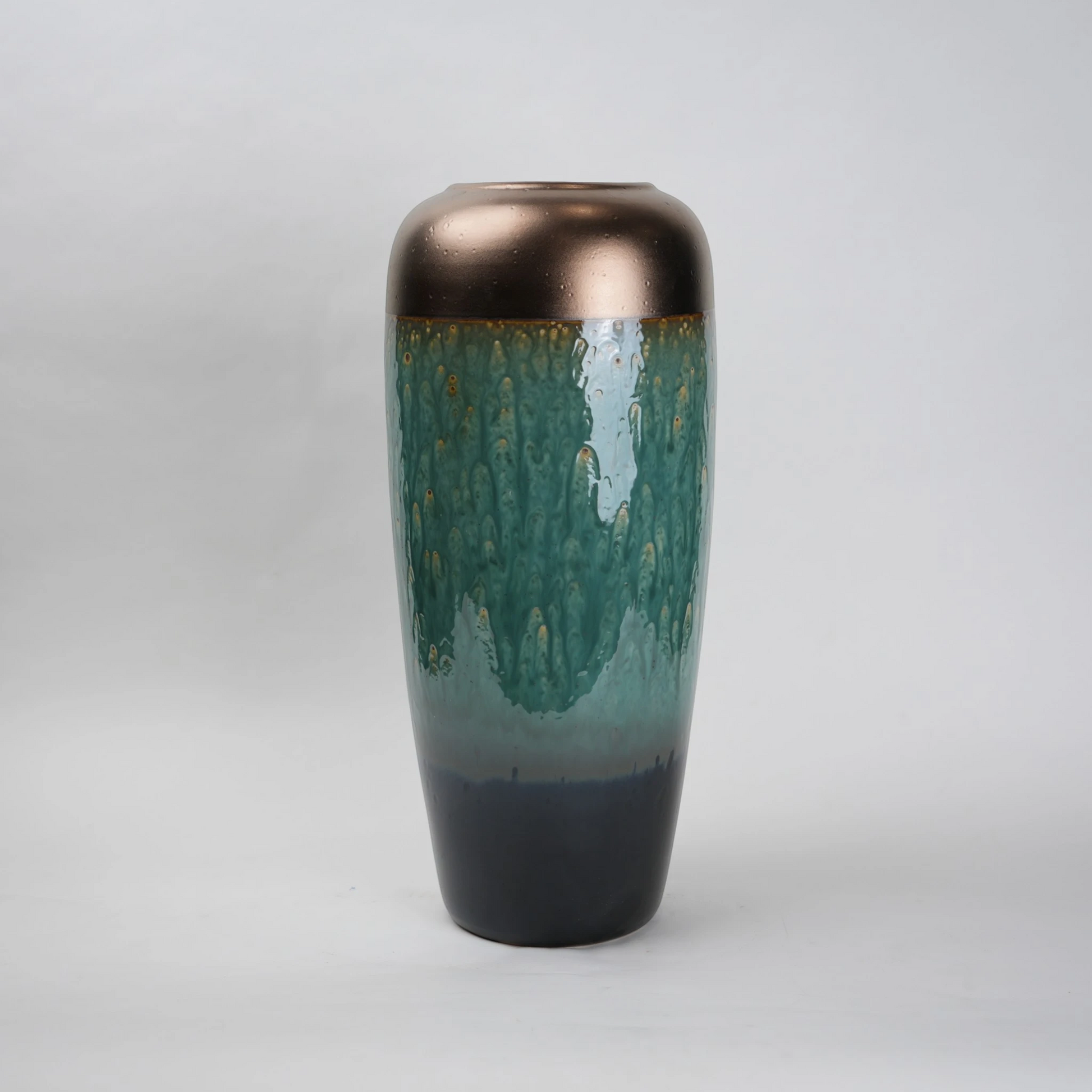 teal green tall ceramic decorative vase for living room