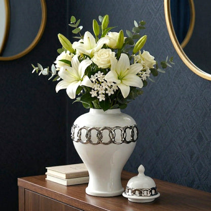 Ivory Link Decorative Jar ceramic storage jar with textured surface