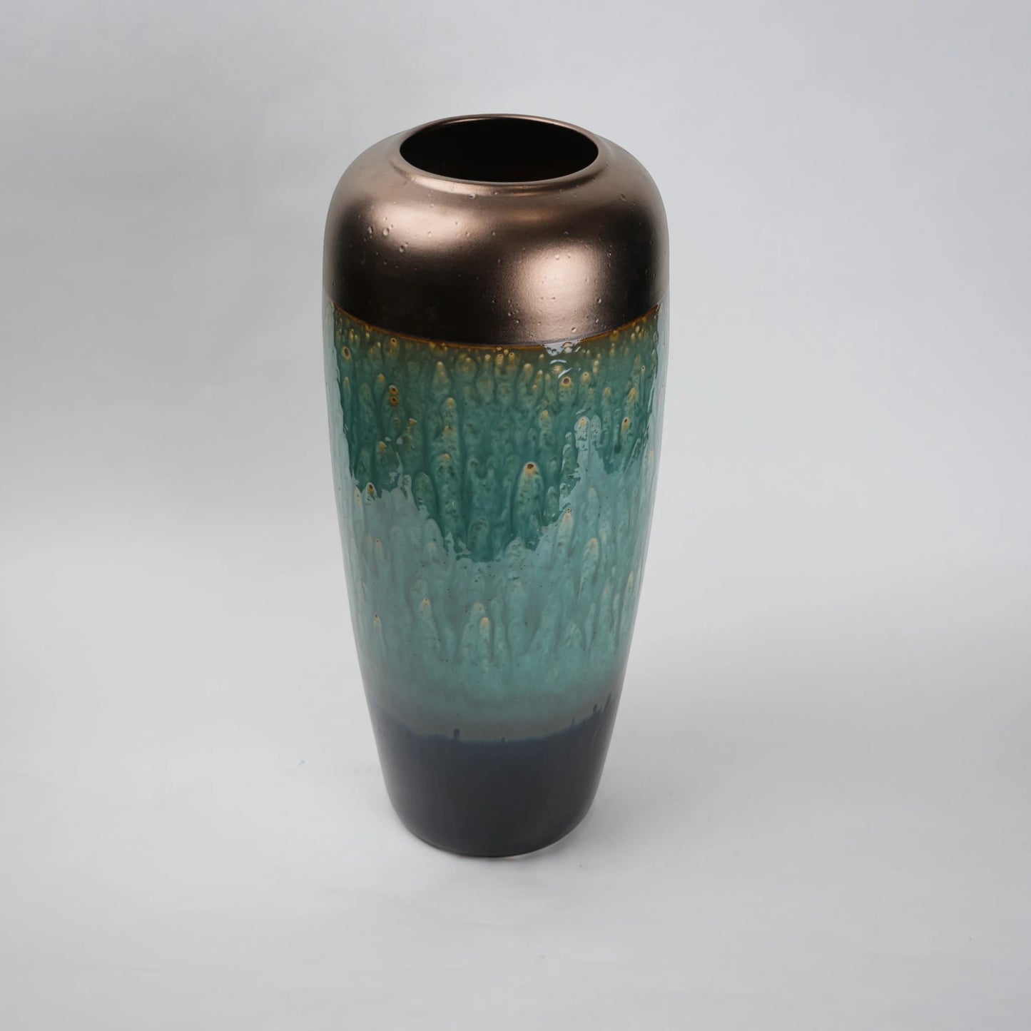 teal green tall ceramic decorative vase for living room