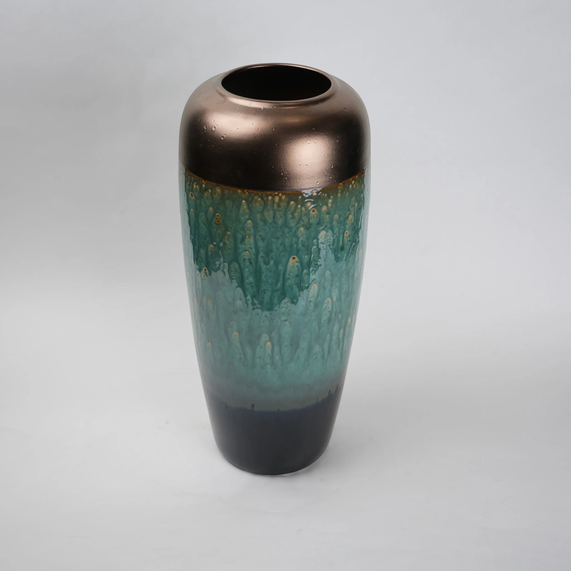 teal green tall ceramic decorative vase for living room