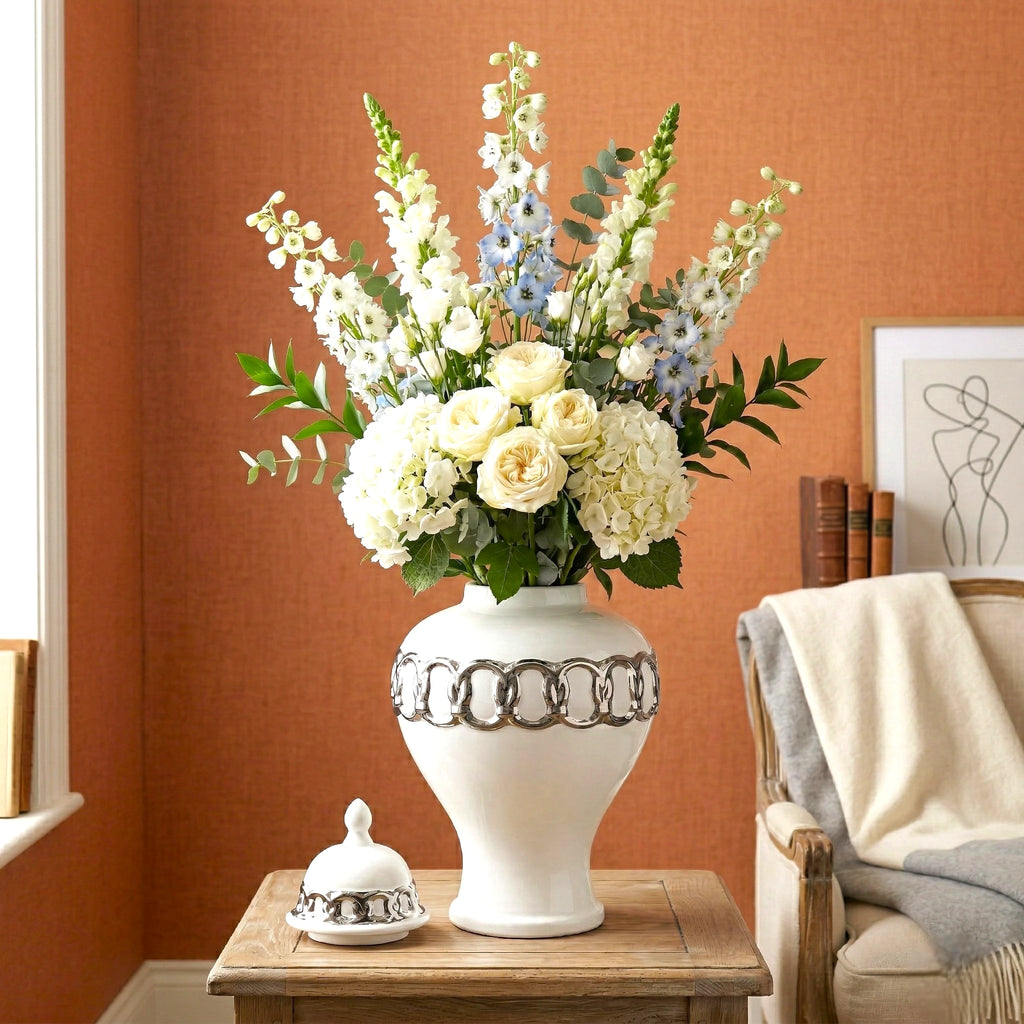 Ivory Link Decorative Jar front angle decorative storage