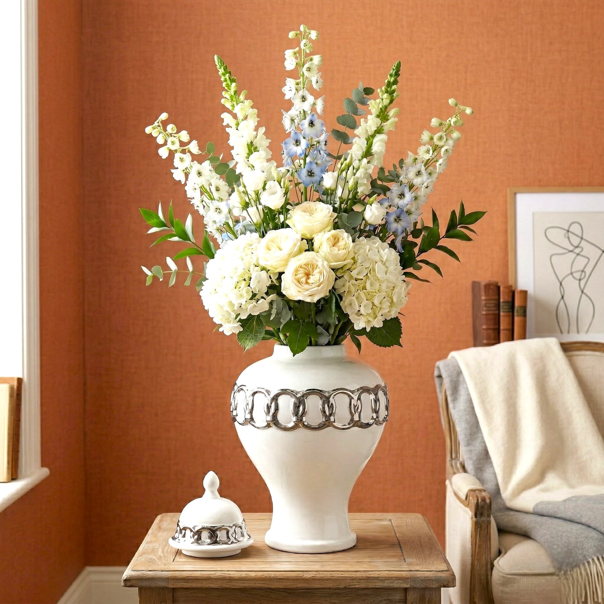 Ivory Link Decorative Jar front angle decorative storage