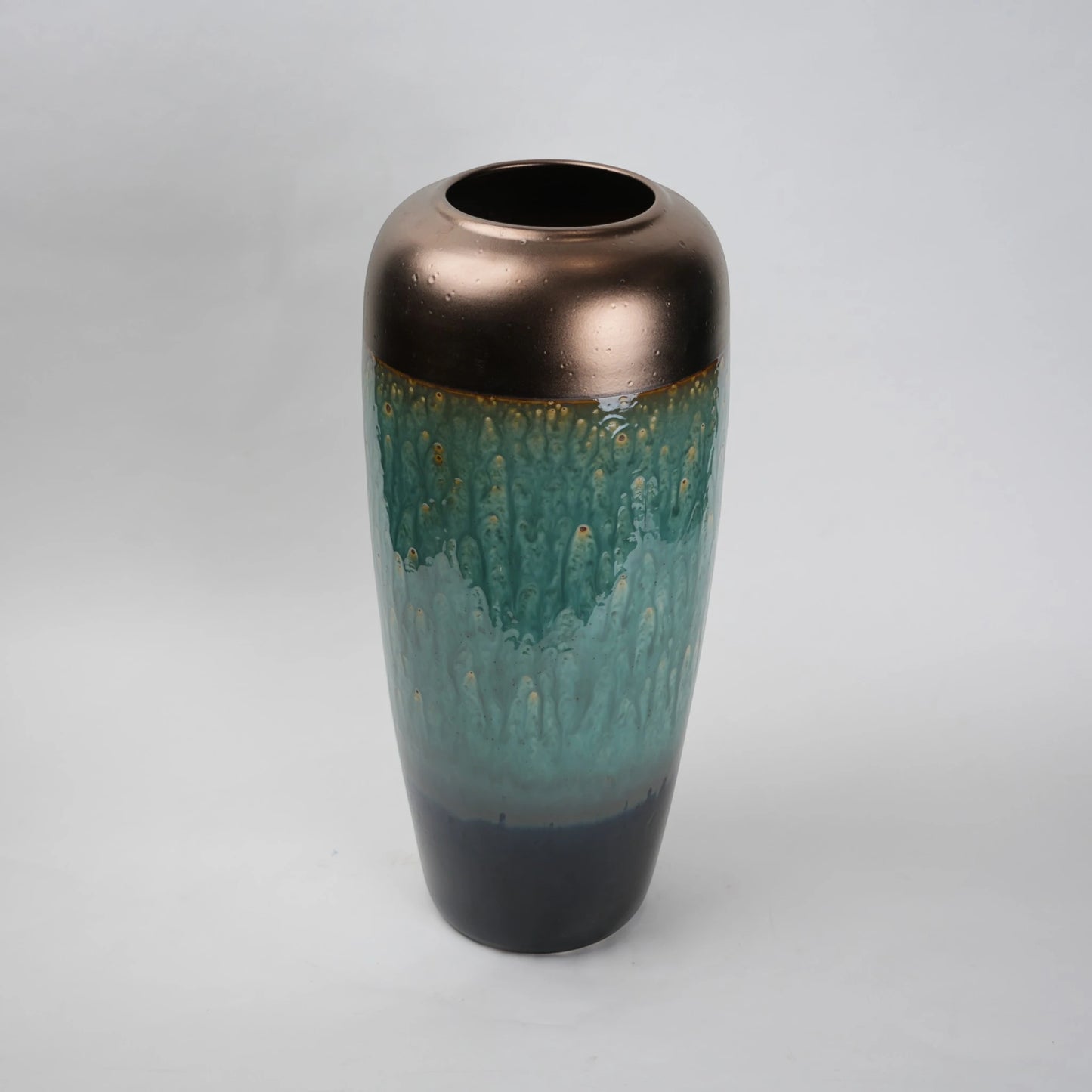 teal green tall ceramic decorative vase for living room