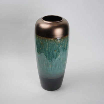 teal green tall ceramic decorative vase for living room