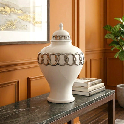 Ivory Link Decorative Jar side view with lid design