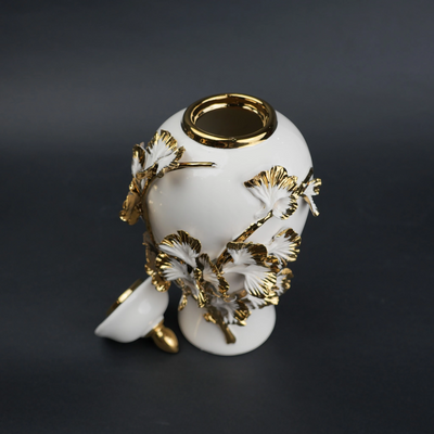 Gold Leaf Ceramic Jar