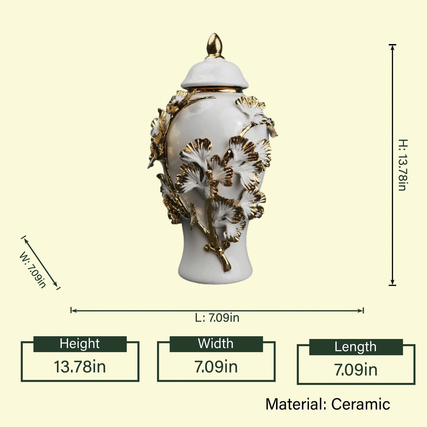 Gold Leaf Ceramic Jar decorative ceramic jar with gold leaf detailing