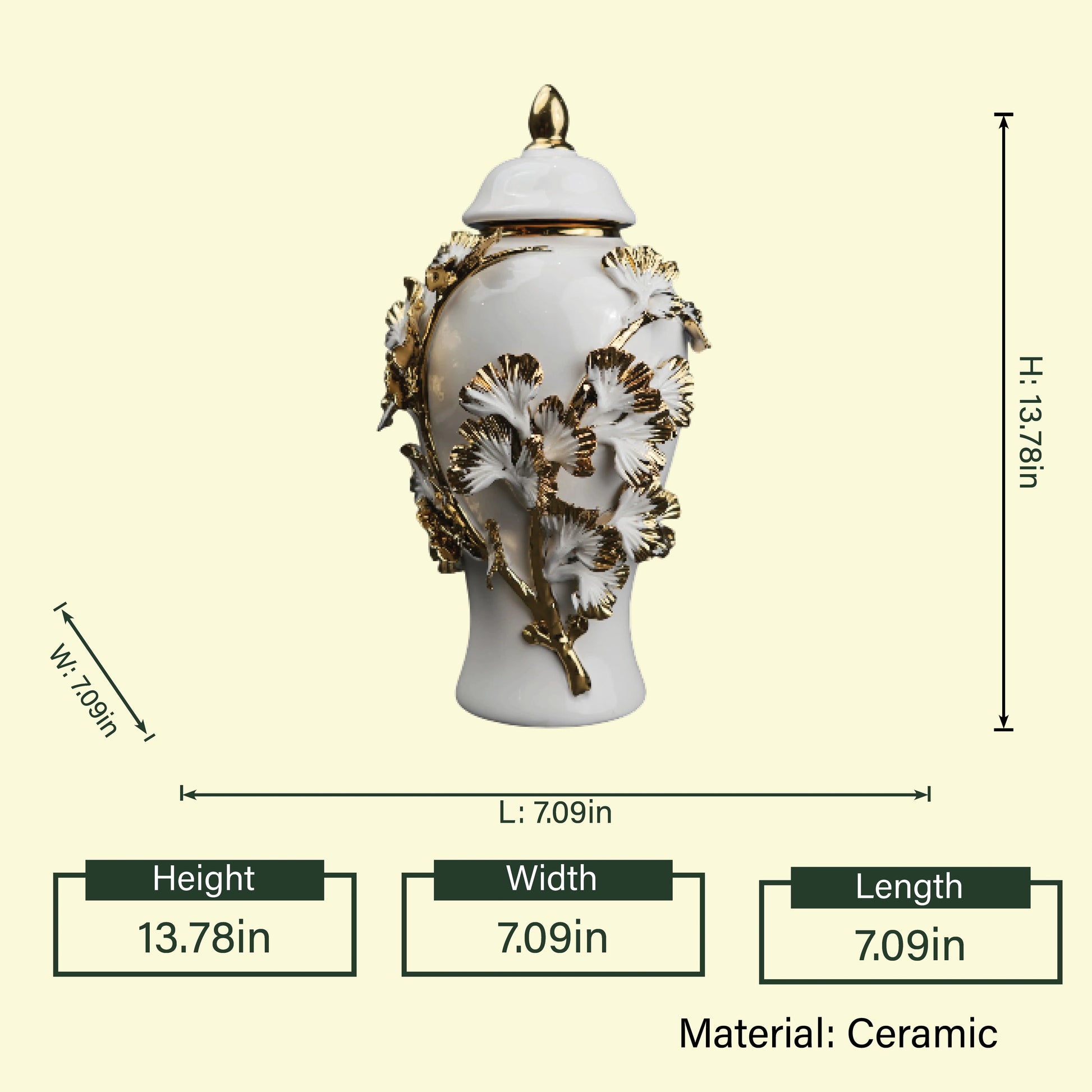 Gold Leaf Ceramic Jar decorative ceramic jar with gold leaf detailing