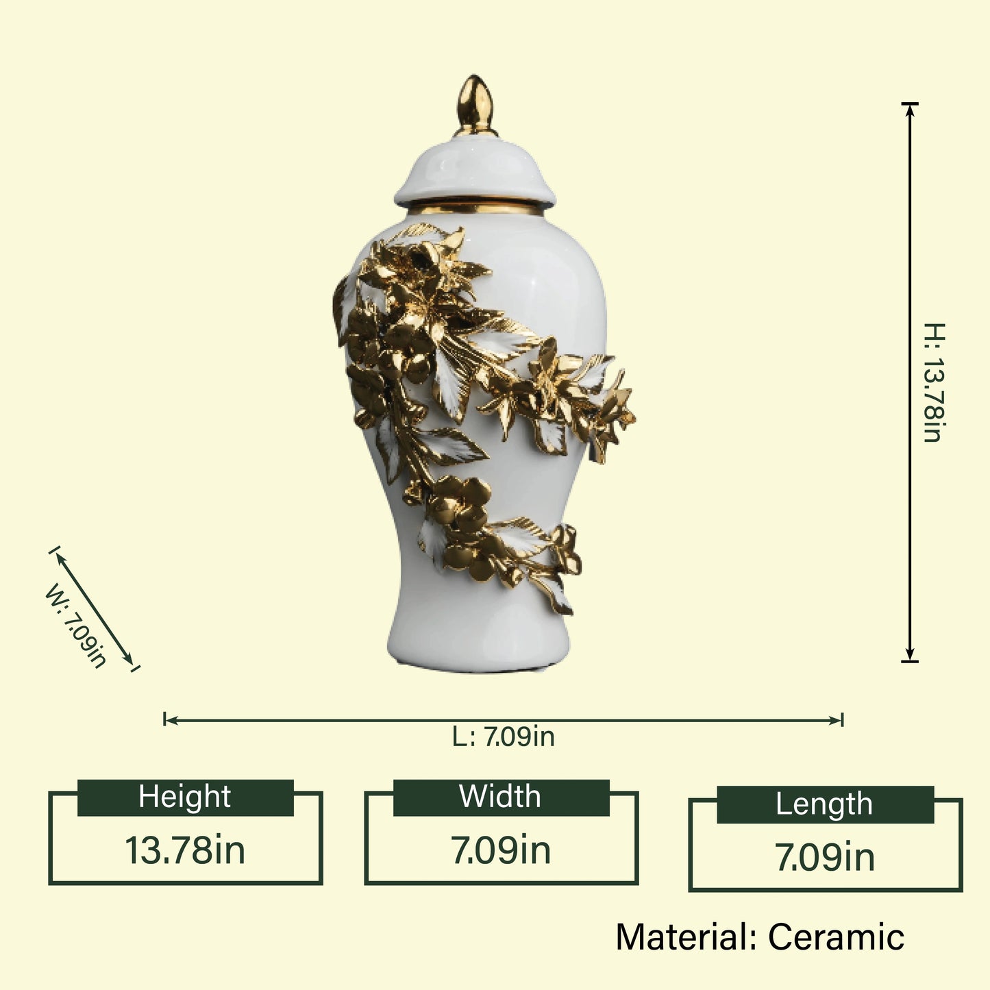 Gold Bloom Ceramic Jar styled luxury tabletop decor