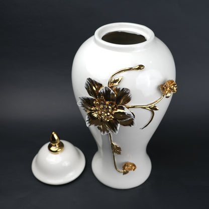 Floral Stem Ceramic Jar large size side angle decor