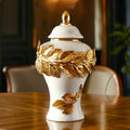 Laurel Crown Jar front view decorative ceramic jar