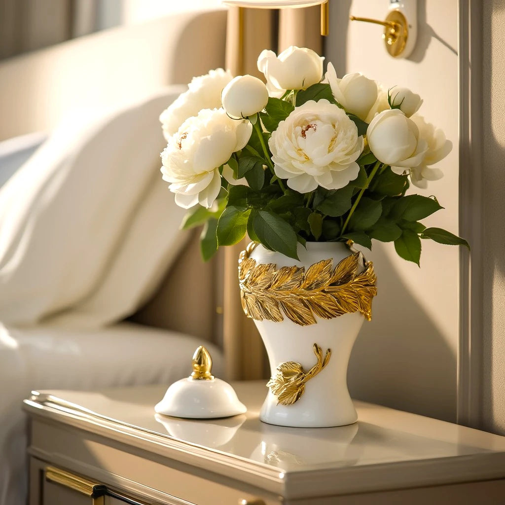 Laurel Crown Jar side angle ceramic decor piece