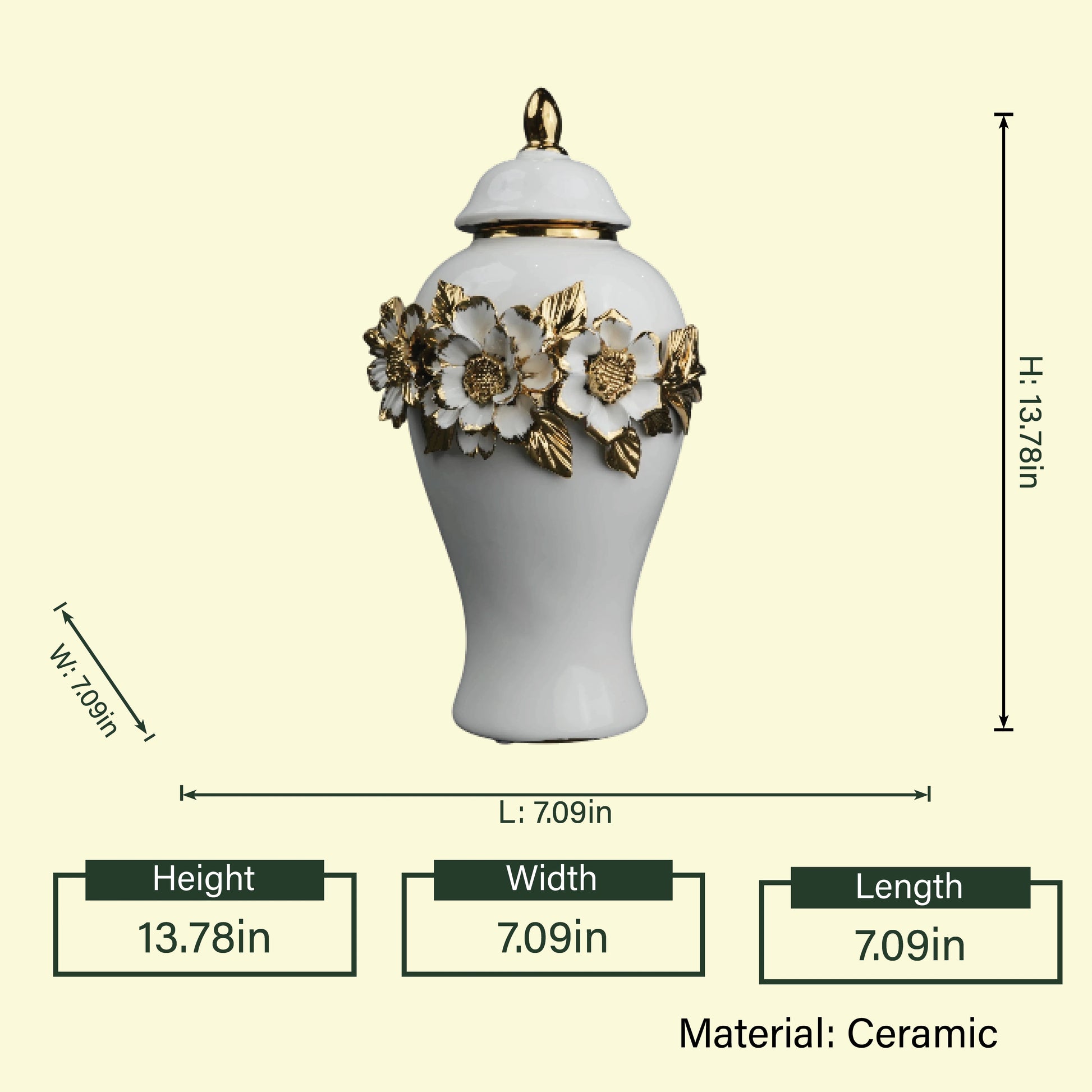 Gold Floral Ceramic Jar decorative ceramic jar with floral gold accents