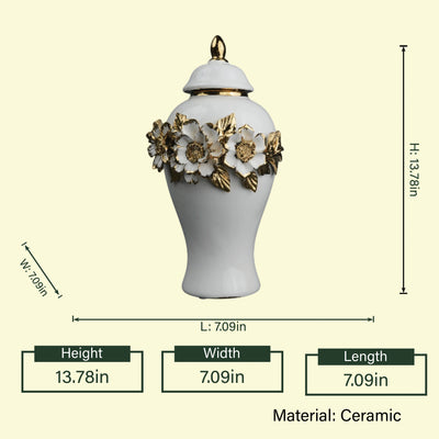 Gold Floral Ceramic Jar