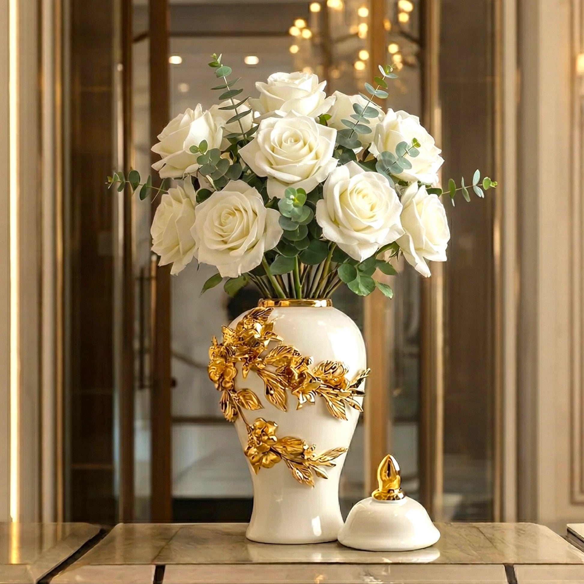 Bloom Royale Jar side view decorative ceramic jar