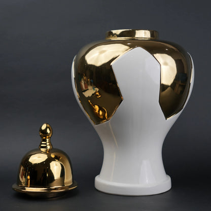 Gold Accent Ceramic Jar large size front view