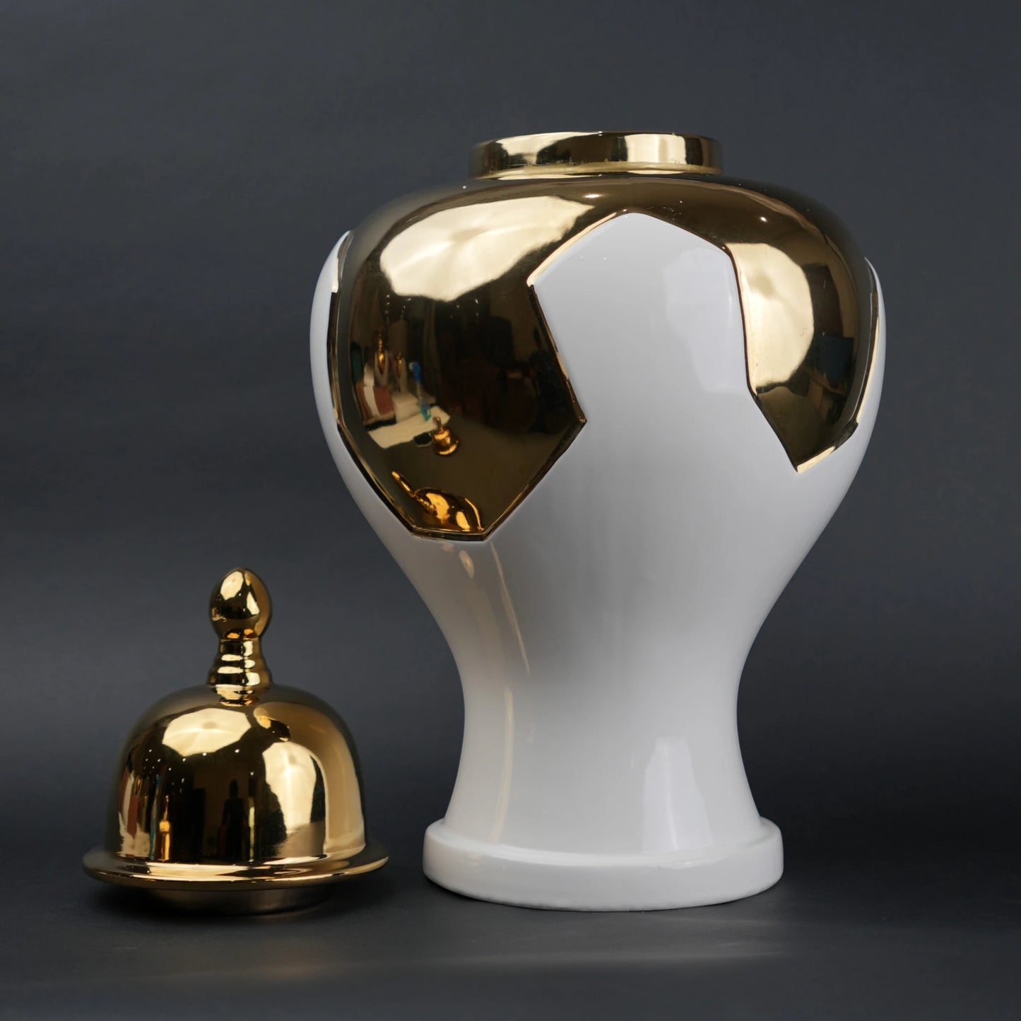 Gold Accent Ceramic Jar large size styled decor setup