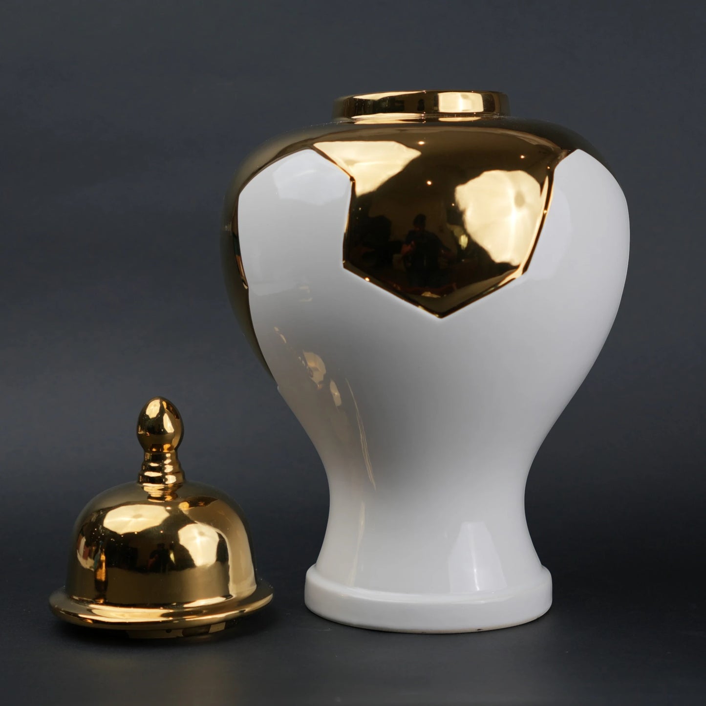 Gold Accent Ceramic Jar medium size decorative ceramic jar
