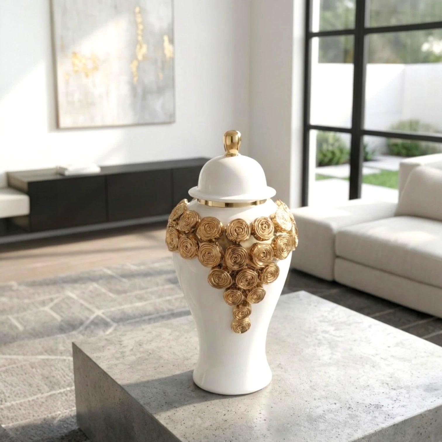 Orbit Bloom Decorative Jar small size side angle