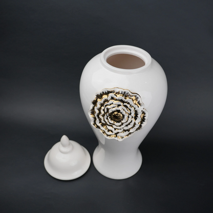 Petal Crest Decorative Jar large size styled tabletop decor