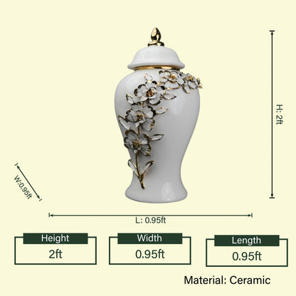 Golden Petal Decorative Jar styled modern decor setup