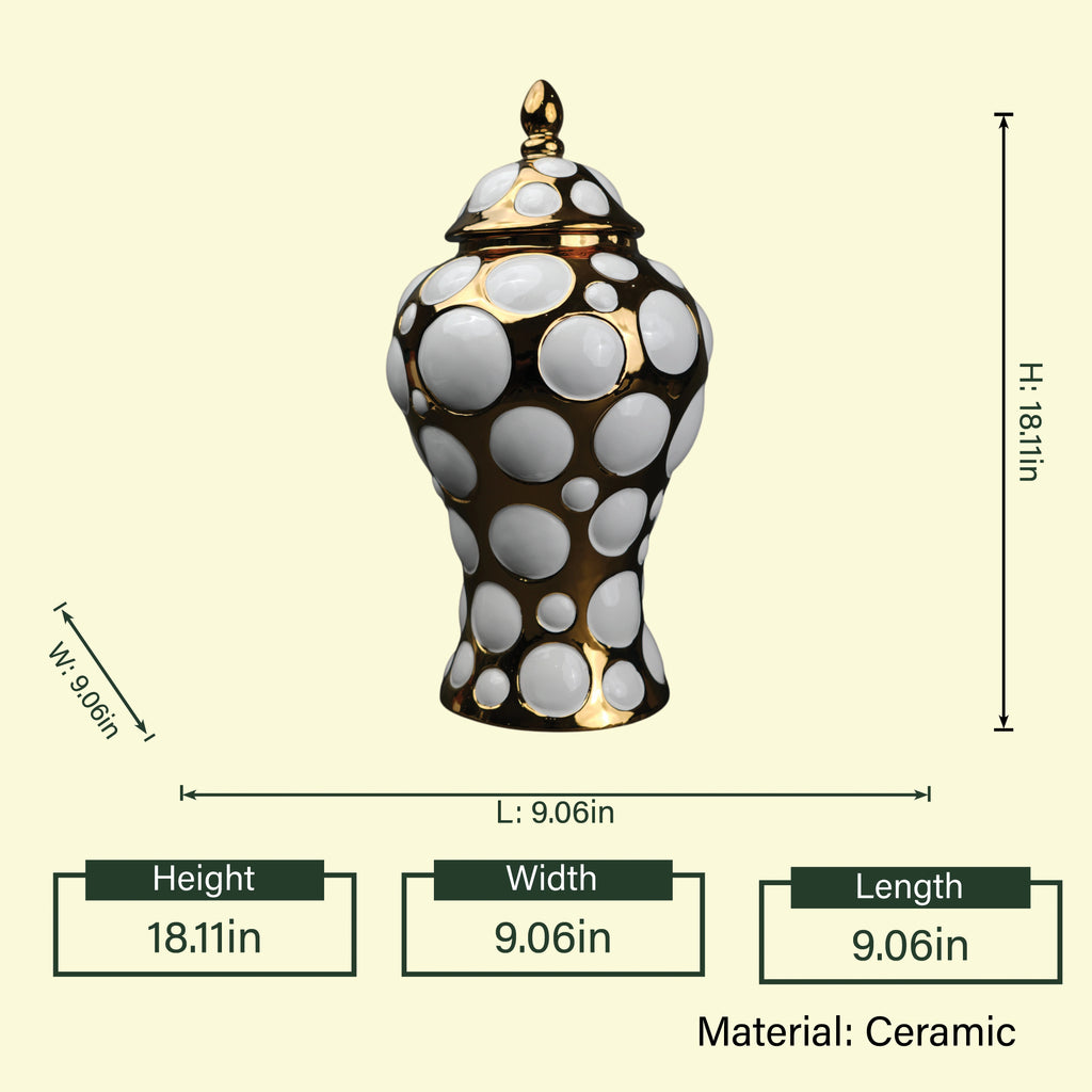 Gilded orbit jar front spec view w/ size