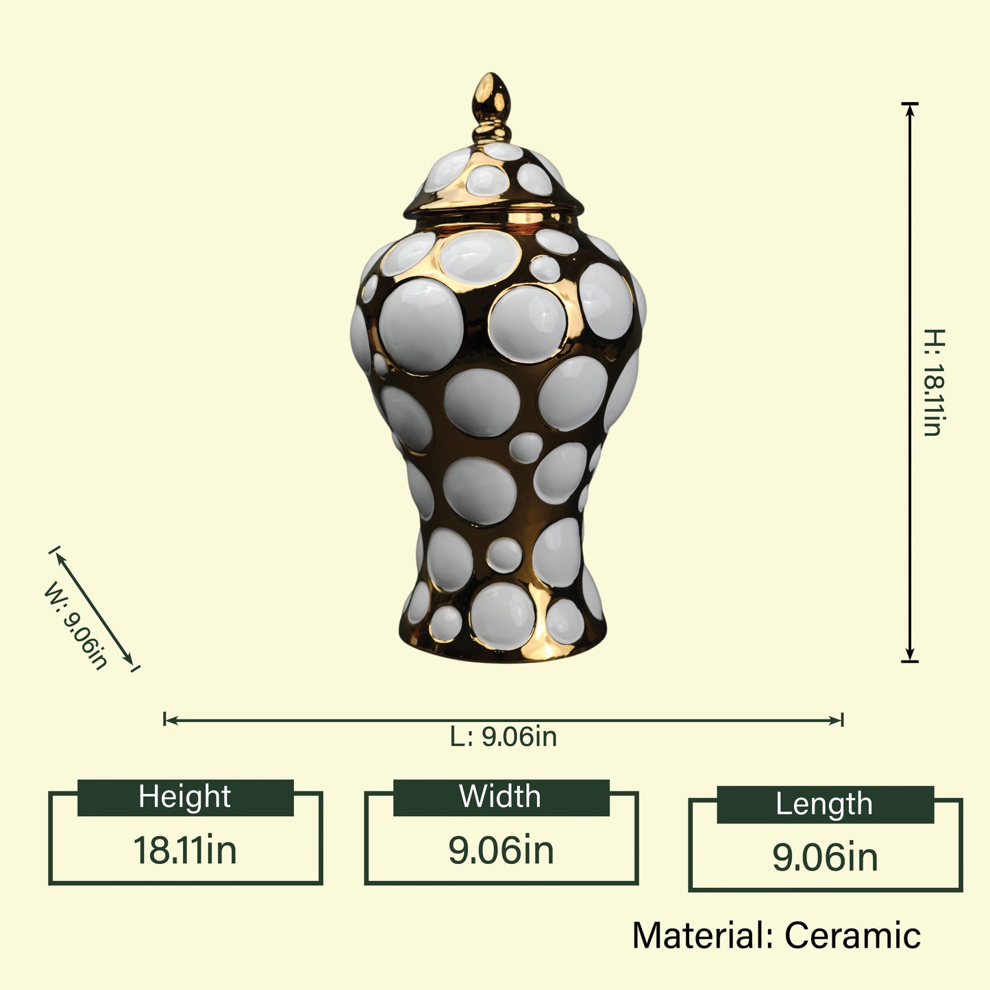 Gilded orbit jar front spec view w/ size
