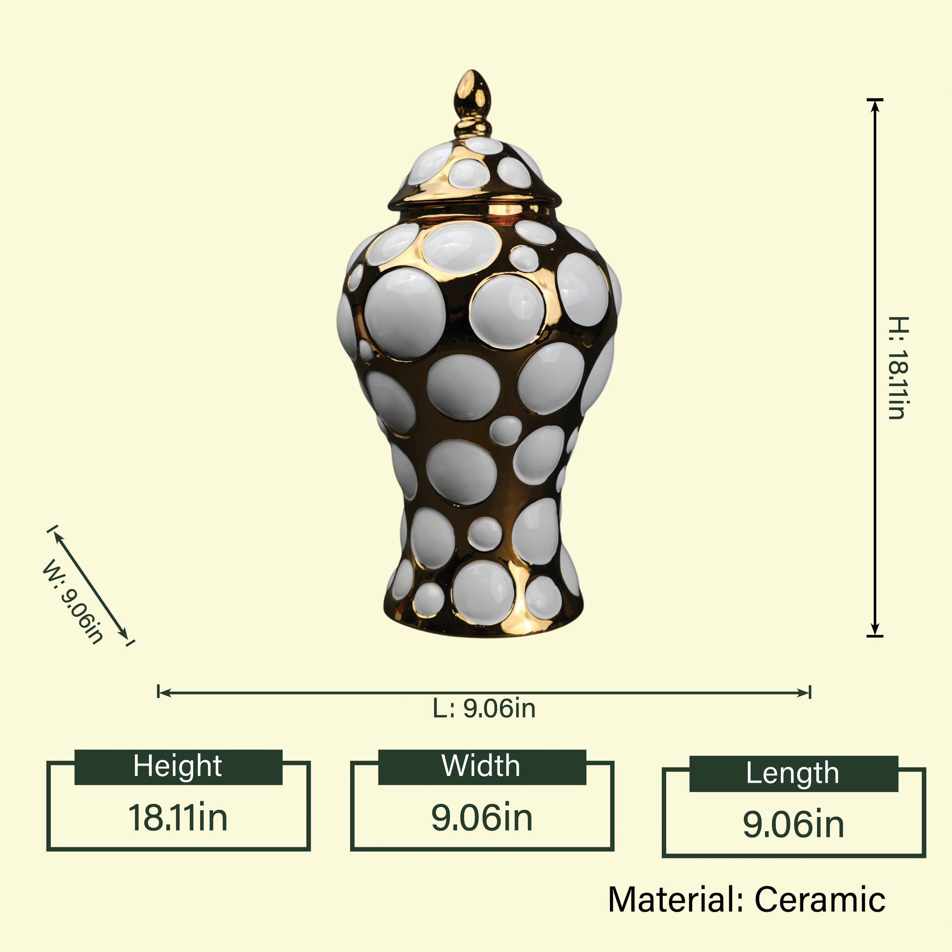 Gilded orbit jar front spec view w/ size