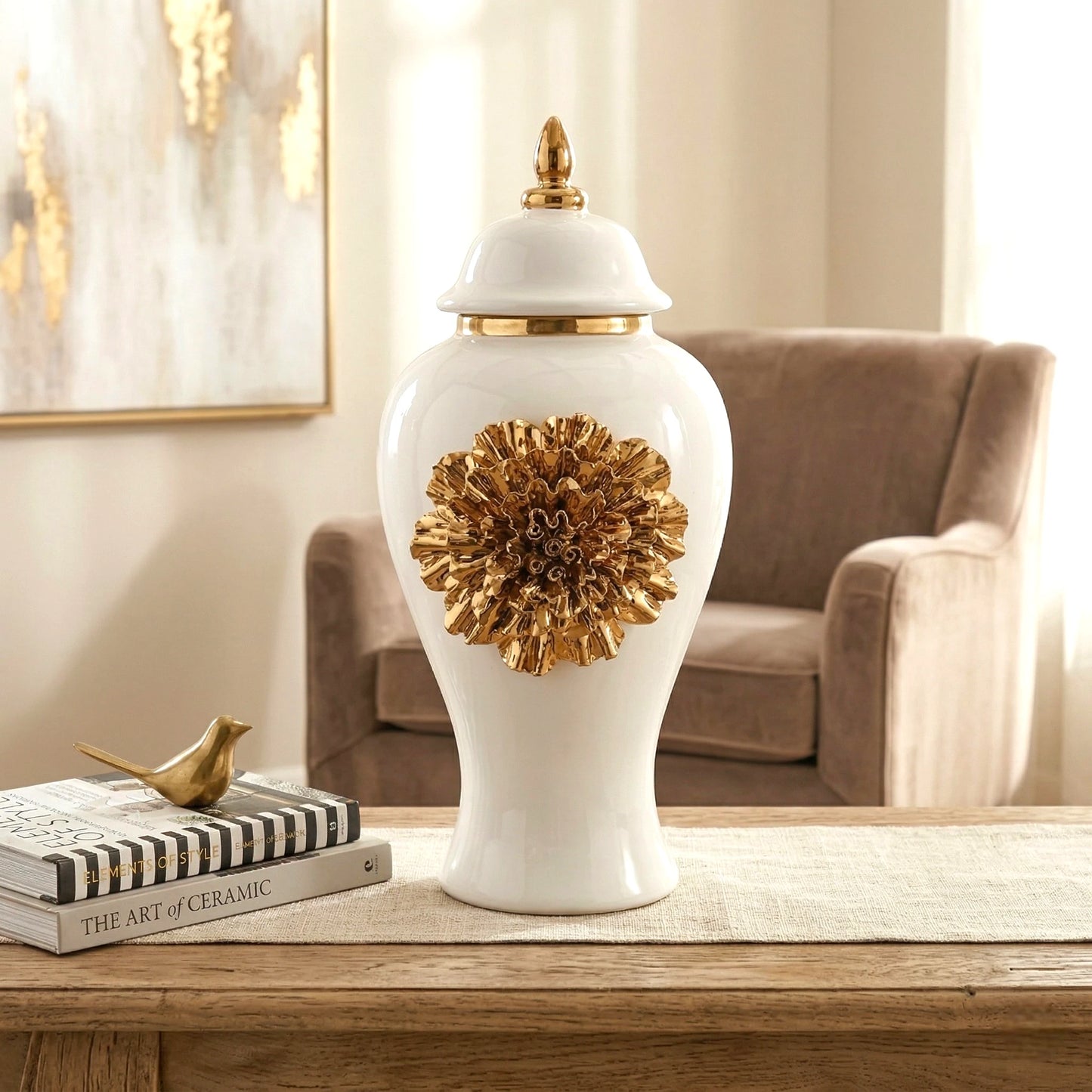Gilded Bloom Jar large size front angle
