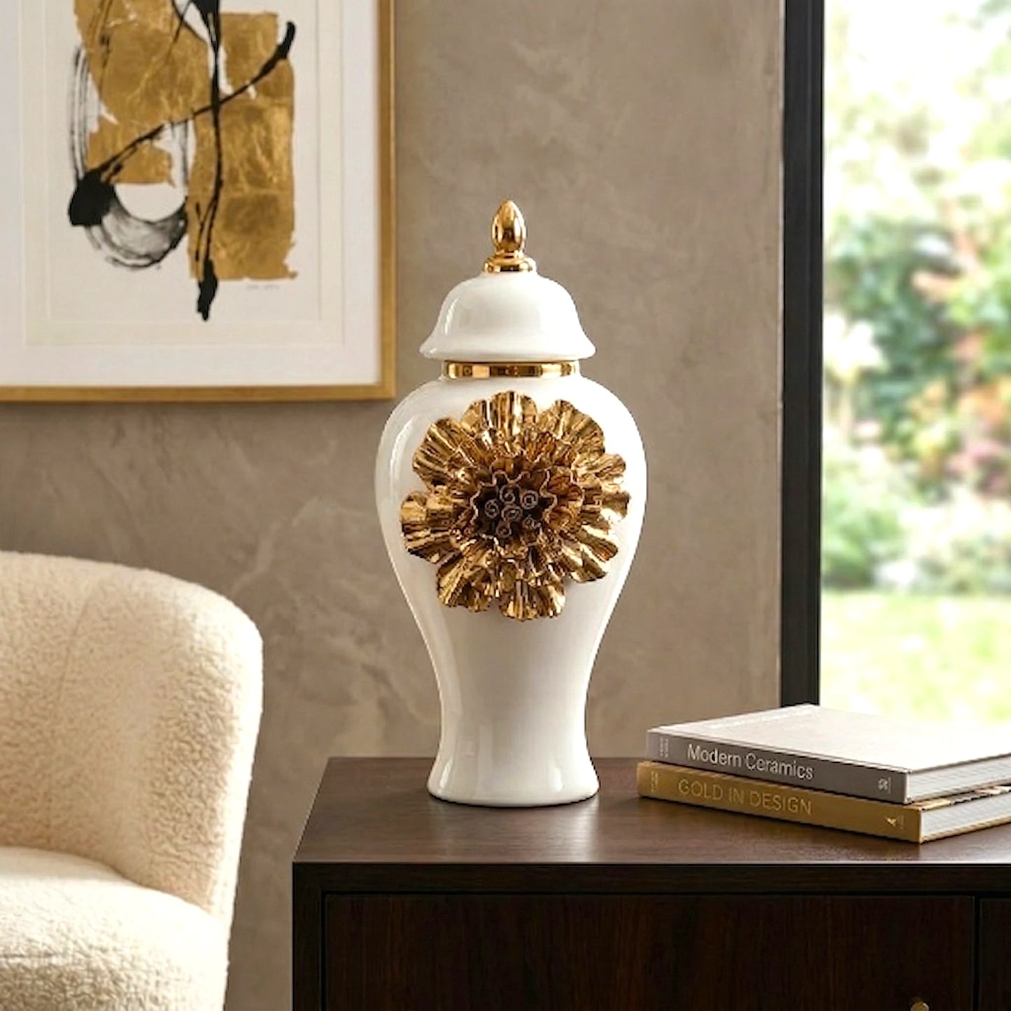 Gilded Bloom Jar medium size front view