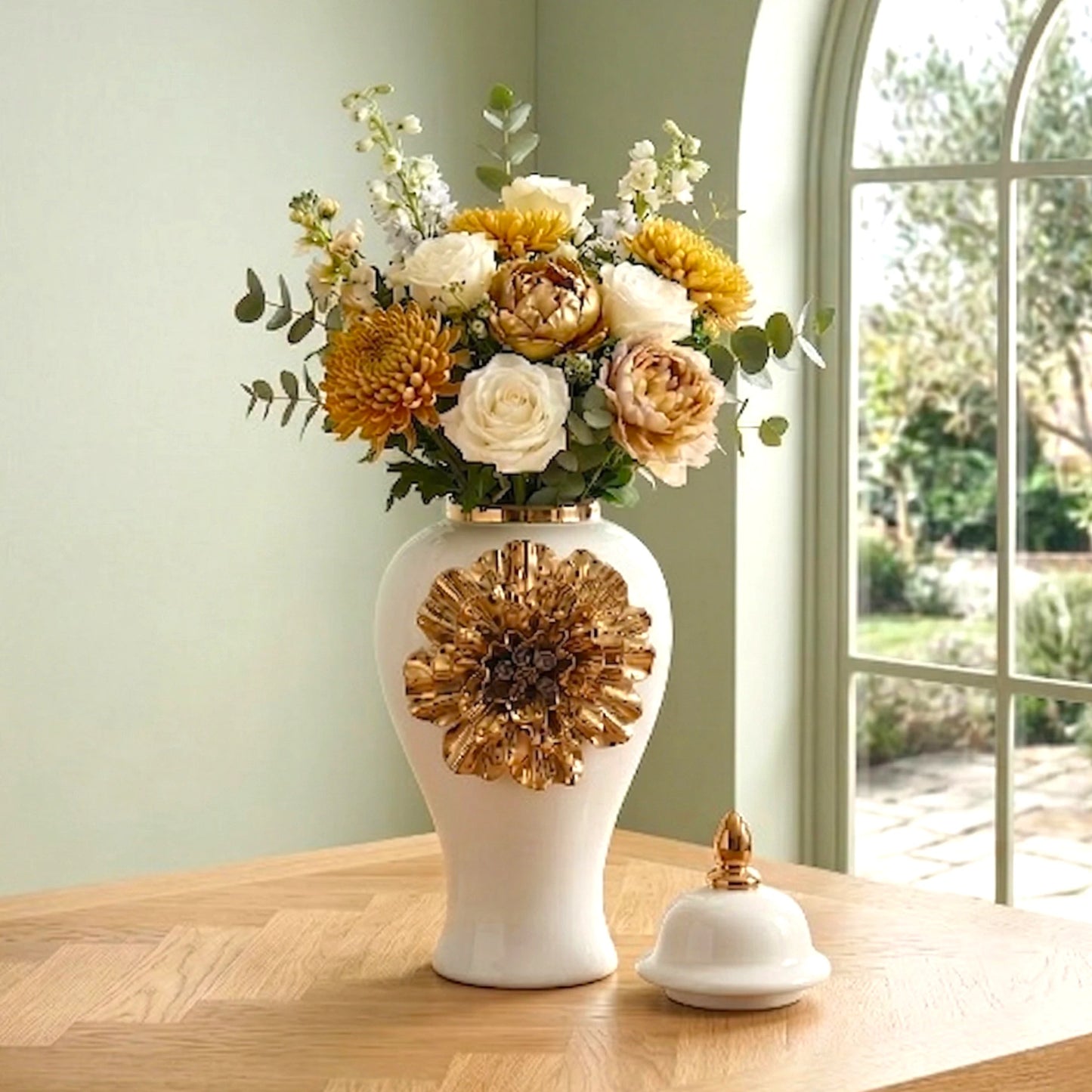 Gilded Bloom Jar medium size side view