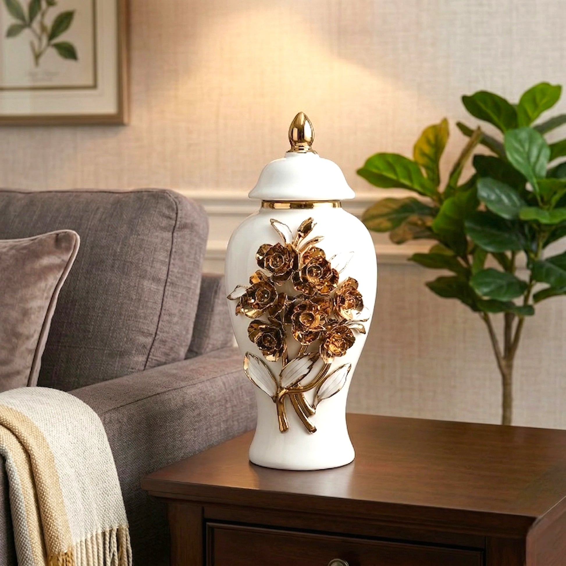 Bloom Crest Decorative Jar small size front view
