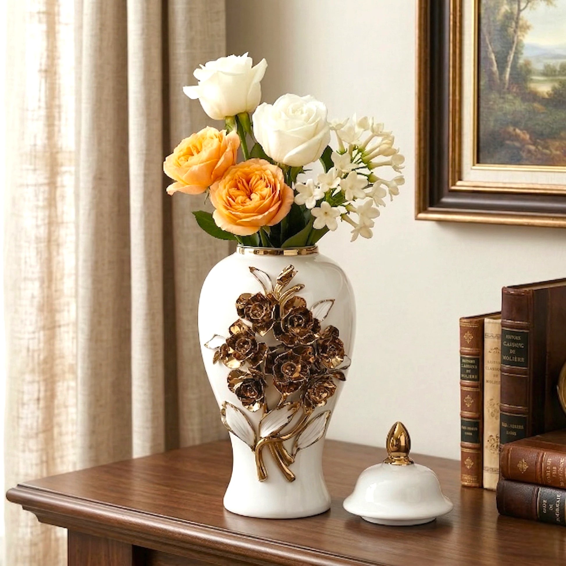 Bloom Crest Decorative Jar small size side angle