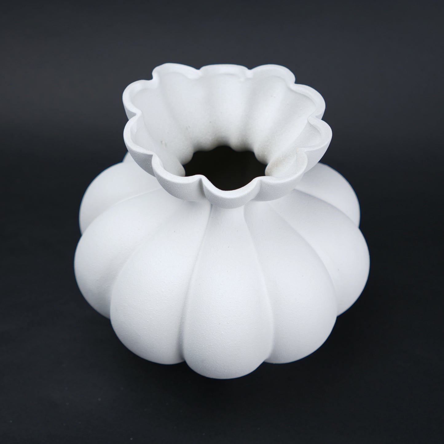 Fluted ceramic vase in ivory white for modern home decor styling