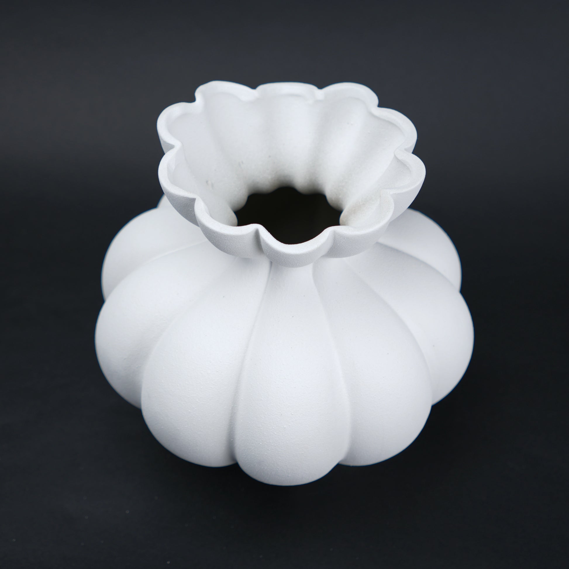 Fluted ceramic vase in ivory white for modern home decor styling