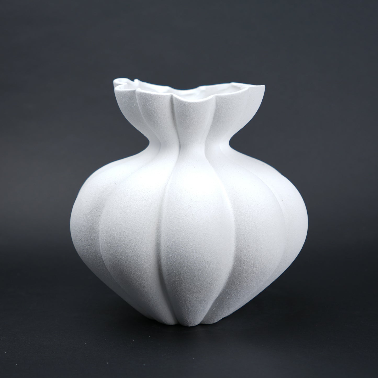 Fluted ceramic vase in ivory white for modern home decor styling
