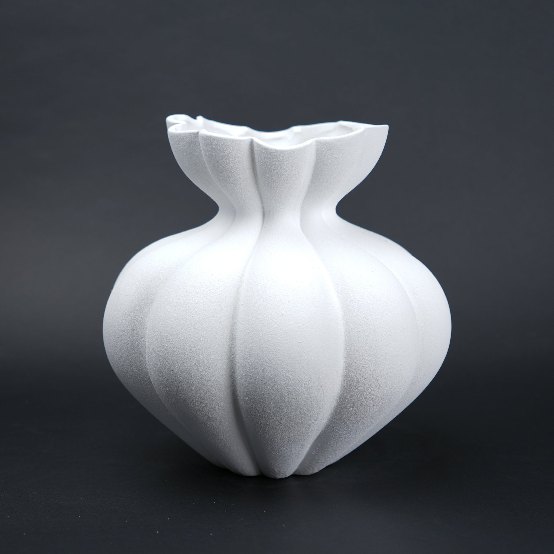 Fluted ceramic vase in ivory white for modern home decor styling