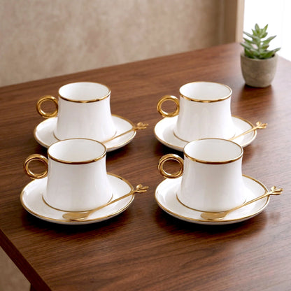 Aura Cup and Saucer Set side angle with spoon detail