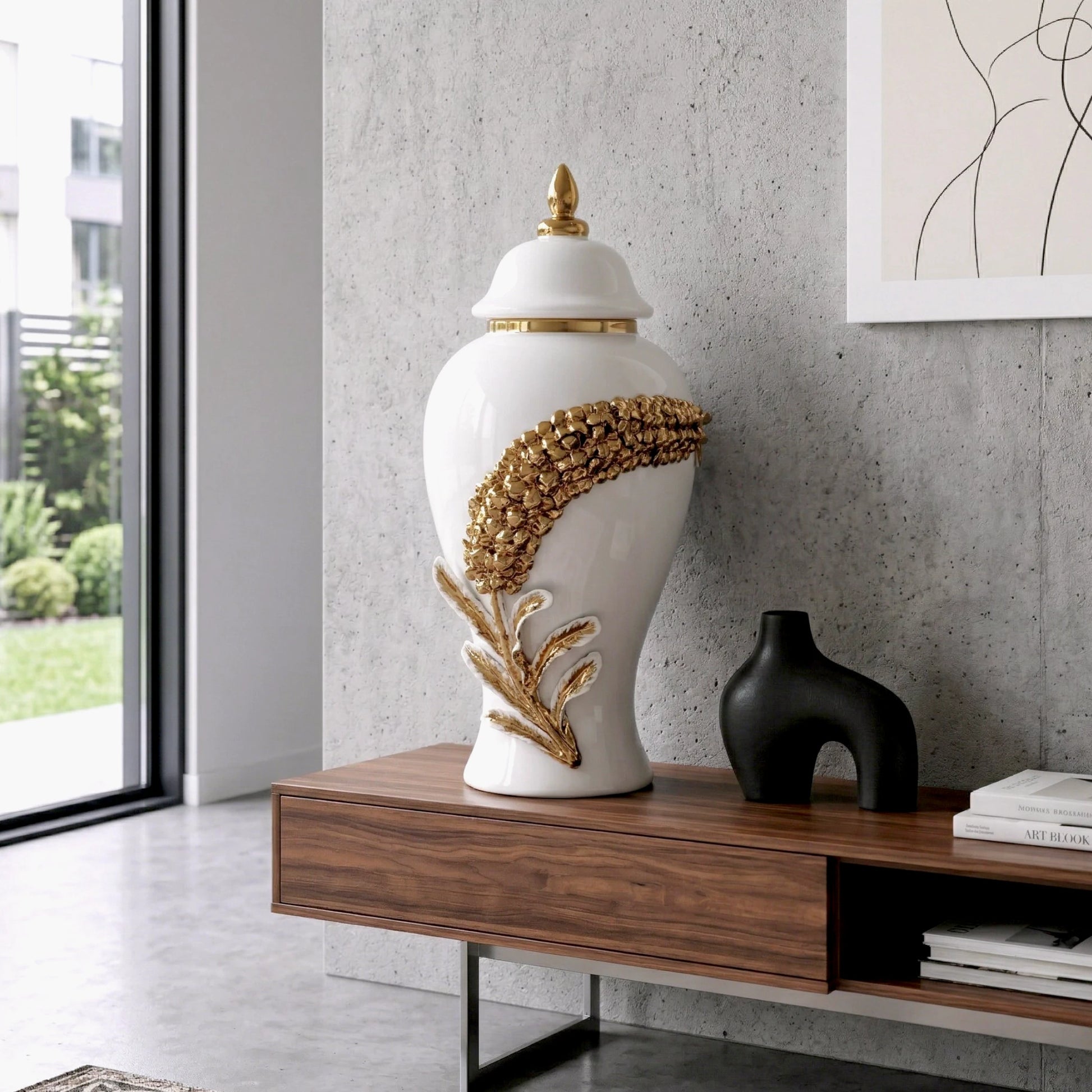 Fern Cascade Jar front angle ceramic decor jar