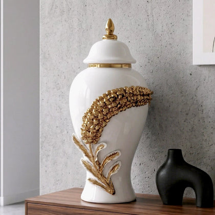 Fern Cascade Jar front angle ceramic decor jar