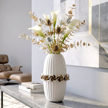 Ivory Bloom Vase ceramic vase with floral textured surface